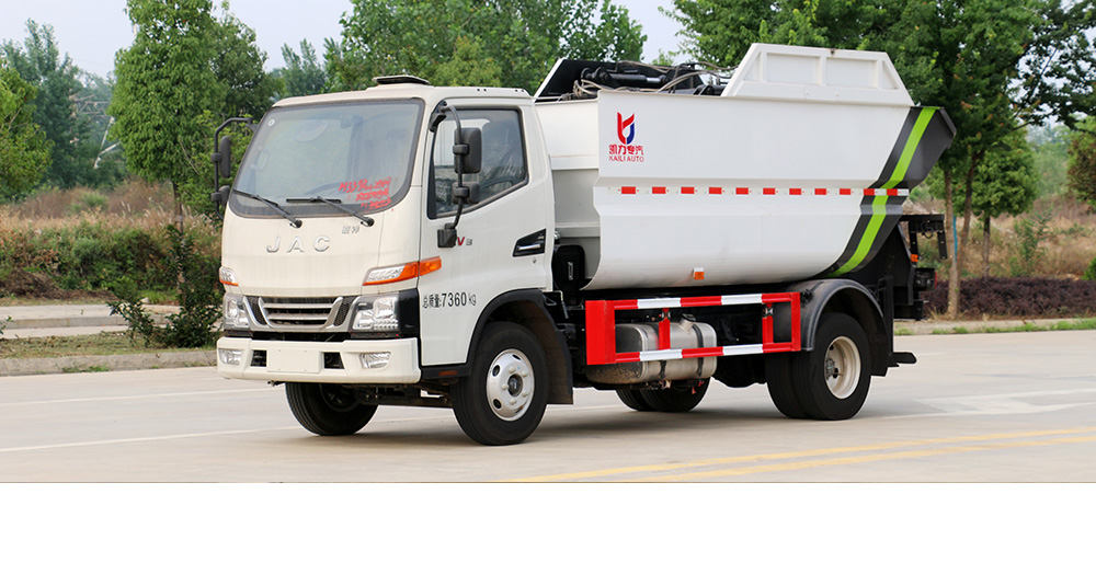 骏铃V3自装卸式垃圾车 后装